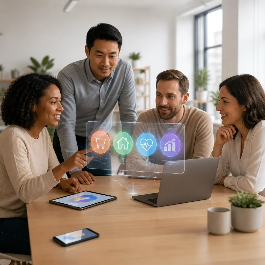 Interfaz de asistente AI en smartphone económico